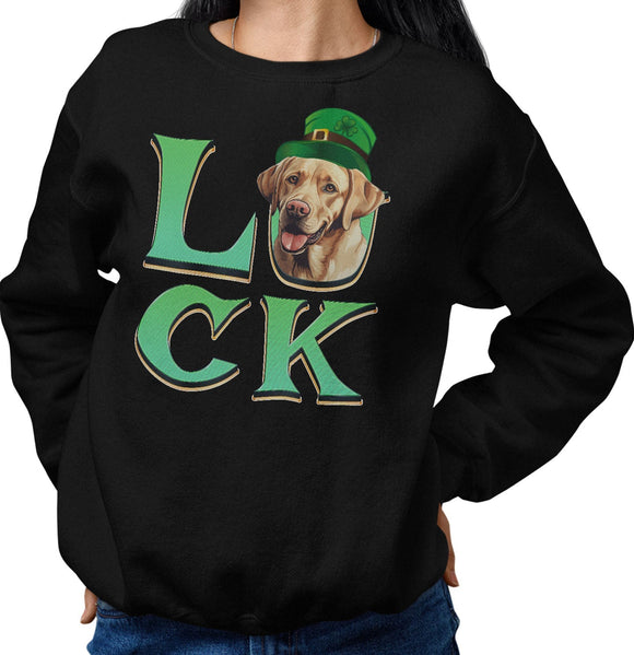 Big LUCK St. Patrick's Day Labrador Retriever (Yellow) - Adult Unisex Crewneck Sweatshirt