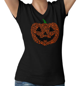 Paw Pumpkin - Women's V-Neck T-Shirt
