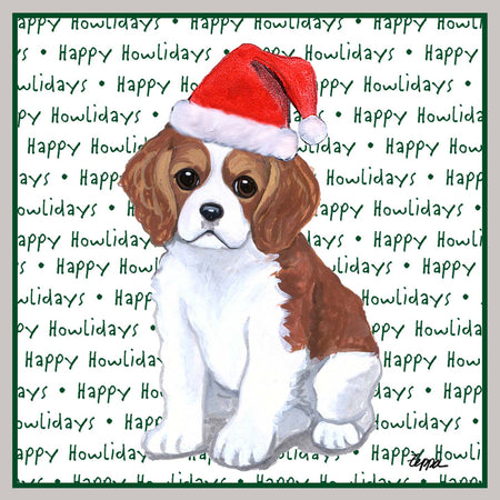 Cavalier King Charles Spaniel Puppy Happy Howlidays Text - Adult Unisex Crewneck Sweatshirt