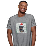 Dachshund (Black) Happy Howlidays Text - Adult Unisex T-Shirt