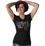 Patriotic Dachshund American Flag - Women's V-Neck T-Shirt
