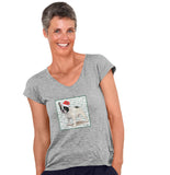 French Bulldog (Black & White) Happy Howlidays Text - Women's V-Neck T-Shirt