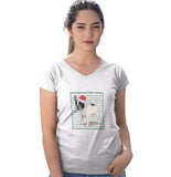 French Bulldog (Black & White) Happy Howlidays Text - Women's V-Neck T-Shirt