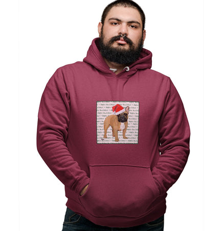French Bulldog (Fawn) Happy Howlidays Text - Adult Unisex Hoodie Sweatshirt