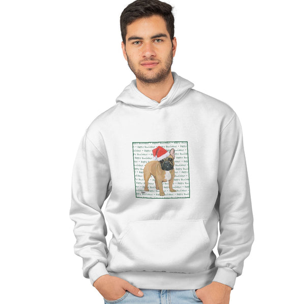French Bulldog (Fawn) Happy Howlidays Text - Adult Unisex Hoodie Sweatshirt
