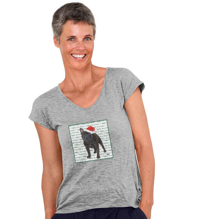 French Bulldog Happy Howlidays Text - Women's V-Neck T-Shirt