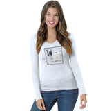 Black & White Frenchie Love Text - Women's V-Neck Long Sleeve T-Shirt