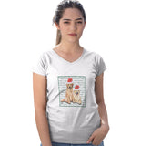Golden Retriever Pair Happy Howlidays Text - Women's V-Neck T-Shirt
