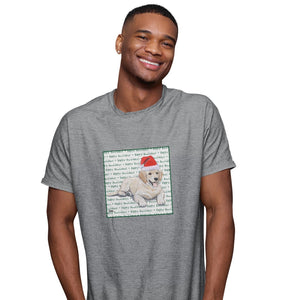 Golden Retriever Puppy Happy Howlidays Text - Adult Unisex T-Shirt