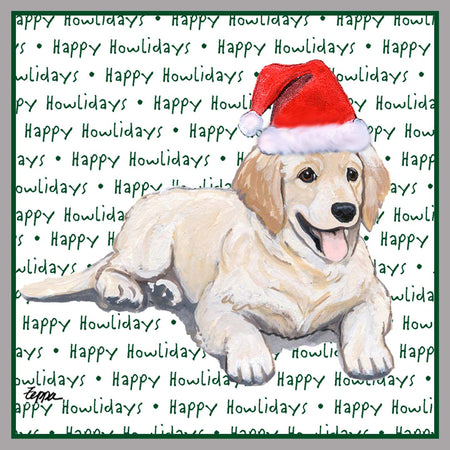 Golden Retriever Puppy Happy Howlidays Text - Adult Unisex Crewneck Sweatshirt
