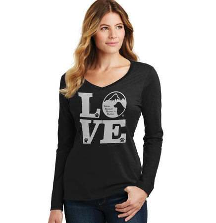 GRRR Big Love Logo - Women's V-Neck Long Sleeve T-Shirt