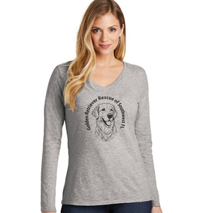 GRRSWF Bandana Dog Sketch Logo - Women's V-Neck Long Sleeve T-Shirt