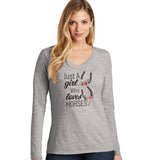 Just A Girl Who Loves Horses - Women's V-Neck Long Sleeve T-Shirt