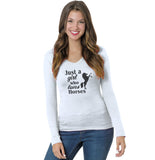 Animal Pride - Just A Girl Who Loves Horses Silhouette - Women's V-Neck Long Sleeve T-Shirt