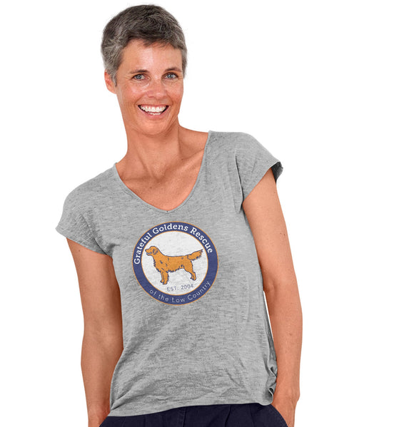 Grateful Golden Rescue Logo - Women's V-Neck T-Shirt