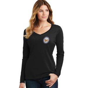 Grateful Golden Rescue Logo Left Chest - Women's V-Neck Long Sleeve T-Shirt