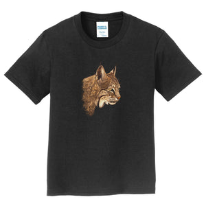 Bobcat Portrait on Black - Kids' Unisex T-Shirt