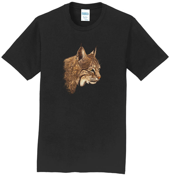 Bobcat Portrait on Black - Adult Unisex T-Shirt