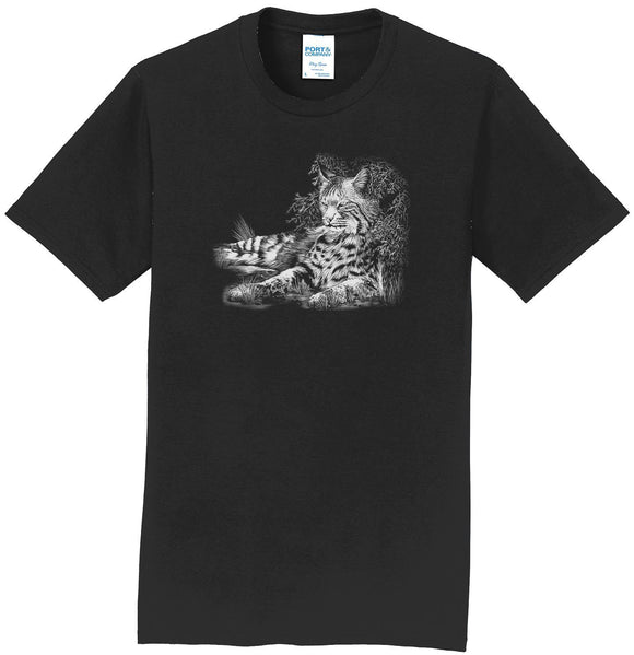 Bobcat Resting on Black - Adult Unisex T-Shirt