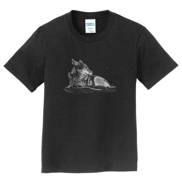 Coyote on Black - Kids' Unisex T-Shirt