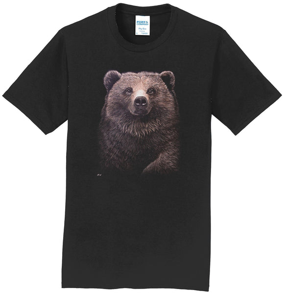 Grizzly Bear on Black - Adult Unisex T-Shirt
