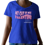 JHS My Cat Is My Valentine - Women's V-Neck T-Shirt