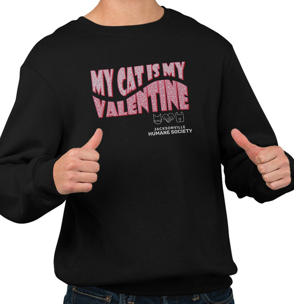 JHS My Cat Is My Valentine - Adult Unisex Crewneck Sweatshirt