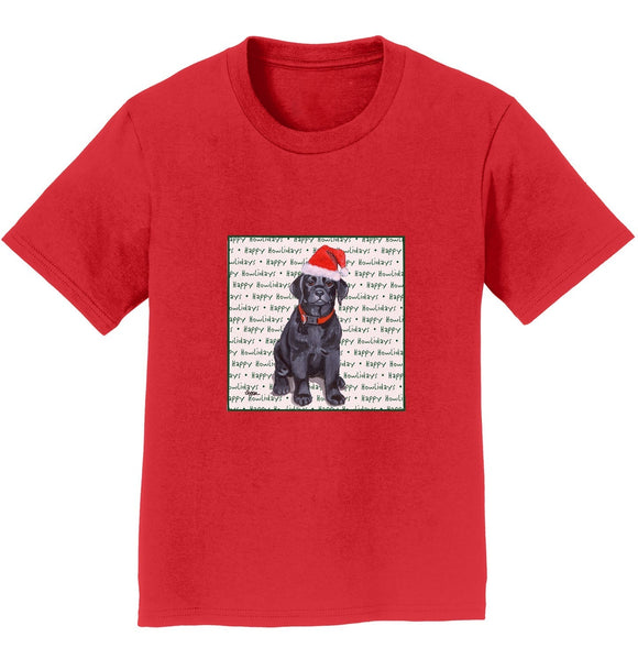 Black Labrador Retriever Puppy Happy Howlidays Text - Kids' Unisex T-Shirt