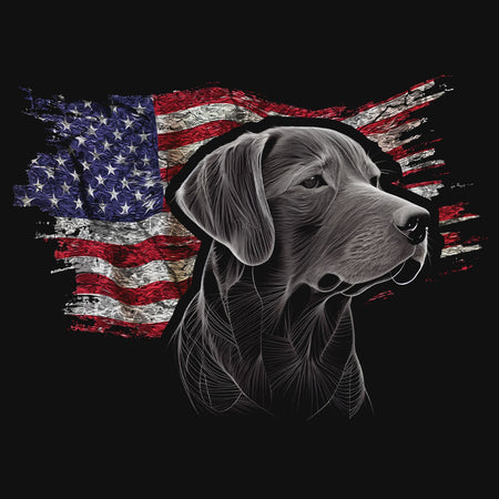 Patriotic Labrador Retriever 2 American Flag - Adult Unisex T-Shirt