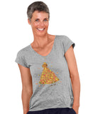 Leaf Pile and Dachshund - Women's V-Neck T-Shirt