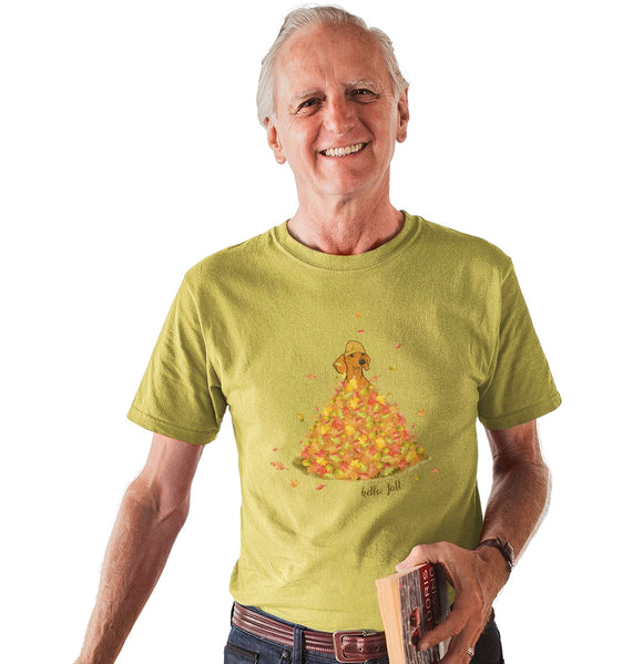 Leaf Pile and Dachshund - Adult Unisex T-Shirt
