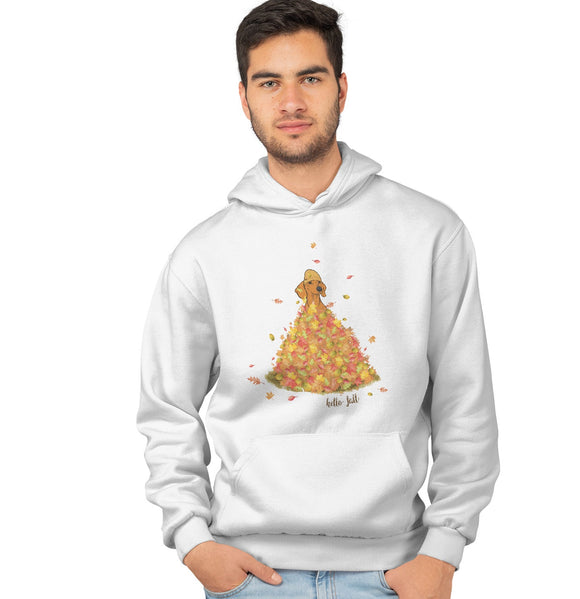 Leaf Pile and Dachshund - Adult Unisex Hoodie Sweatshirt