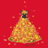 Leaf Pile and Frenchie - Women's V-Neck T-Shirt