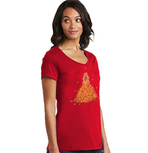 Leaf Pile and Golden - Women's V-Neck T-Shirt