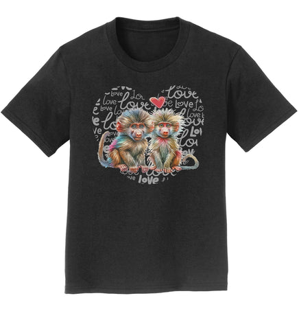 Baboon Love Heart - Kids' Unisex T-Shirt