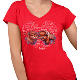 Bison Love Heart - Women's V-Neck T-Shirt