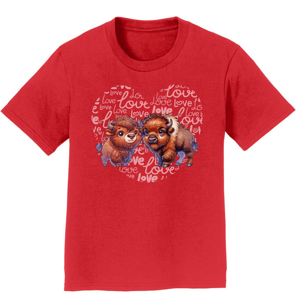 Bison Love Heart - Kids' Unisex T-Shirt