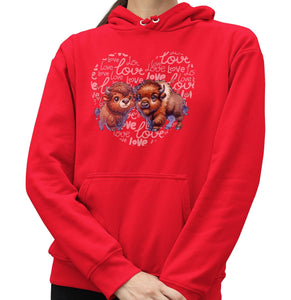 Bison Love Heart - Adult Unisex Hoodie Sweatshirt