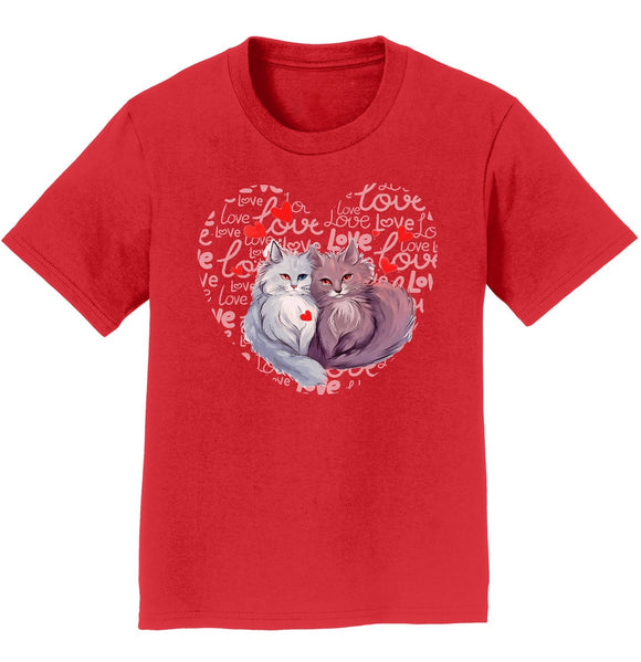 Cat Love Heart - Kids' Unisex T-Shirt