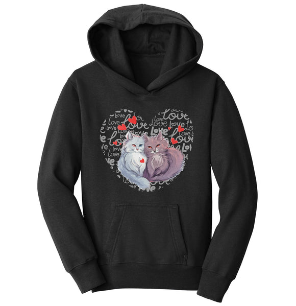 Cat Love Heart - Kids' Unisex Hoodie Sweatshirt