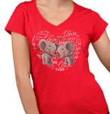 Elephant Love Heart - Women's V-Neck T-Shirt