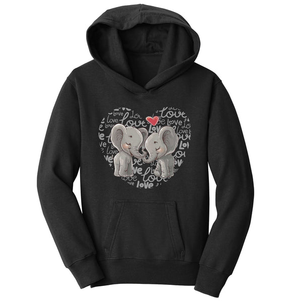 Elephant Love Heart - Kids' Unisex Hoodie Sweatshirt