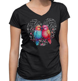 Lovebird Love Heart - Women's V-Neck T-Shirt