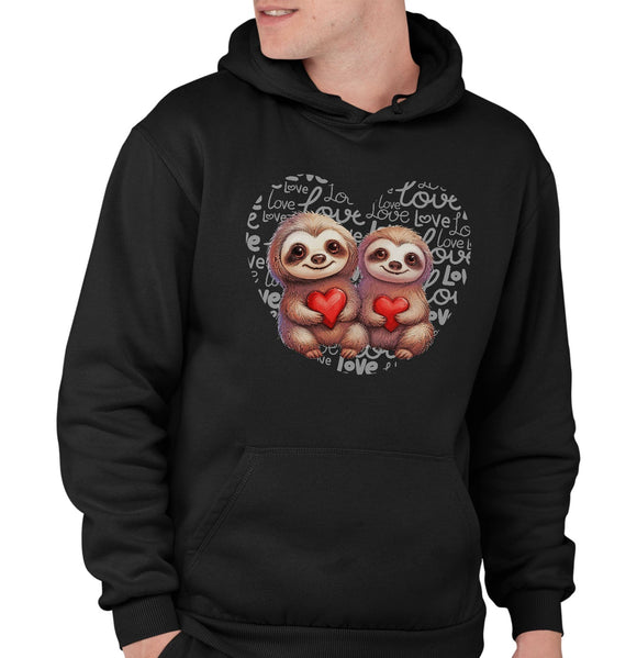 Sloth Love Heart - Adult Unisex Hoodie Sweatshirt