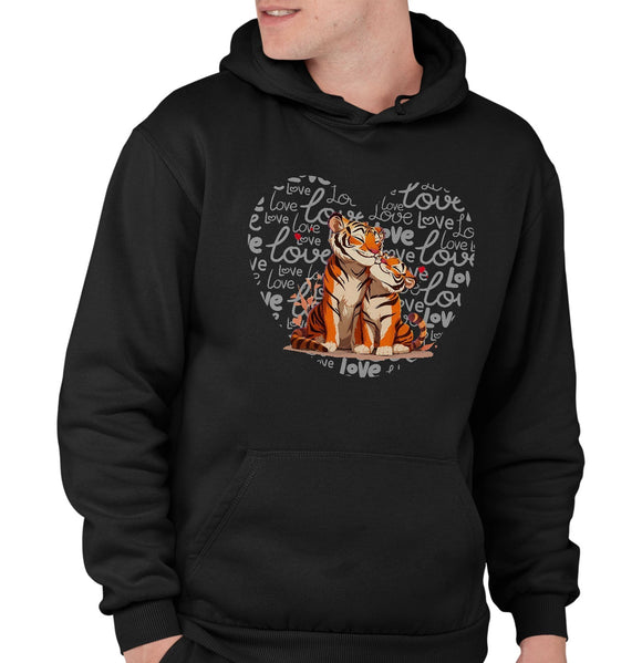Tiger Love Heart - Adult Unisex Hoodie Sweatshirt