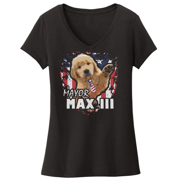 Mayor Max III Waving - Women's V-Neck T-Shirt