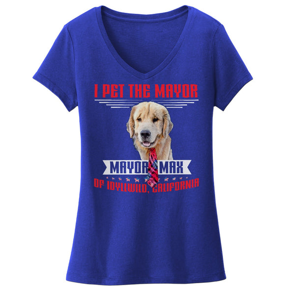 I Pet The Mayor - Women's V-Neck T-Shirt