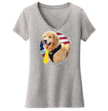 Mayor Max USA Flag Circle - Women's V-Neck T-Shirt
