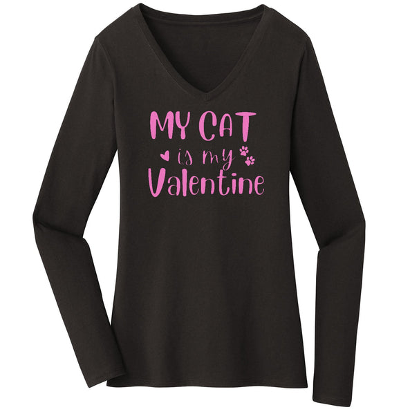 My Cat Valentine - Women's V-Neck Long Sleeve T-Shirt