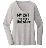 My Cat Valentine - Women's V-Neck Long Sleeve T-Shirt